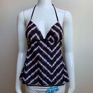 Hula Honey black apron style tankini top with push up padding